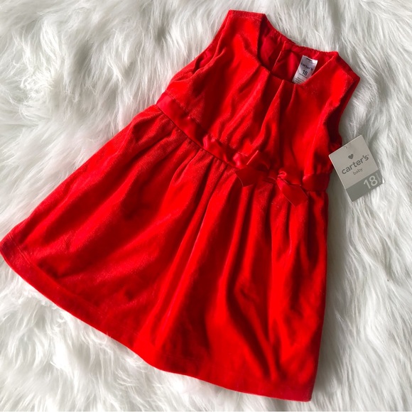 NWT - Carters Velvet Red Holiday Dress - Picture 1 of 2